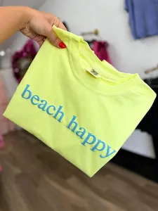 Beach Happy | Puff Print Graphic Tee | Comfort Colors