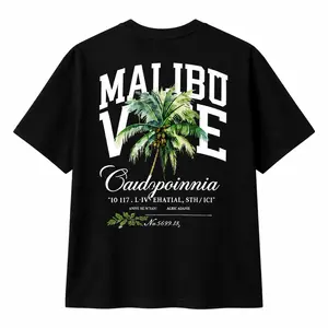 Men's Malibu Palm Tree Print Cotton T-Shirt Los Angeles Tropical Style Summer Beach Short Sleeve Casual Tee deo merch good graphic funny men