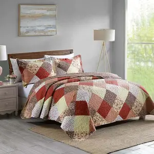 Patchwork Bedspread Set, 2/3pcs Including 1 Count Bedspread & 1/2 Counts Pillowcase without Filler, Lightweight Bedding Set for Home Bedroom, Patchwork Quilt Sets