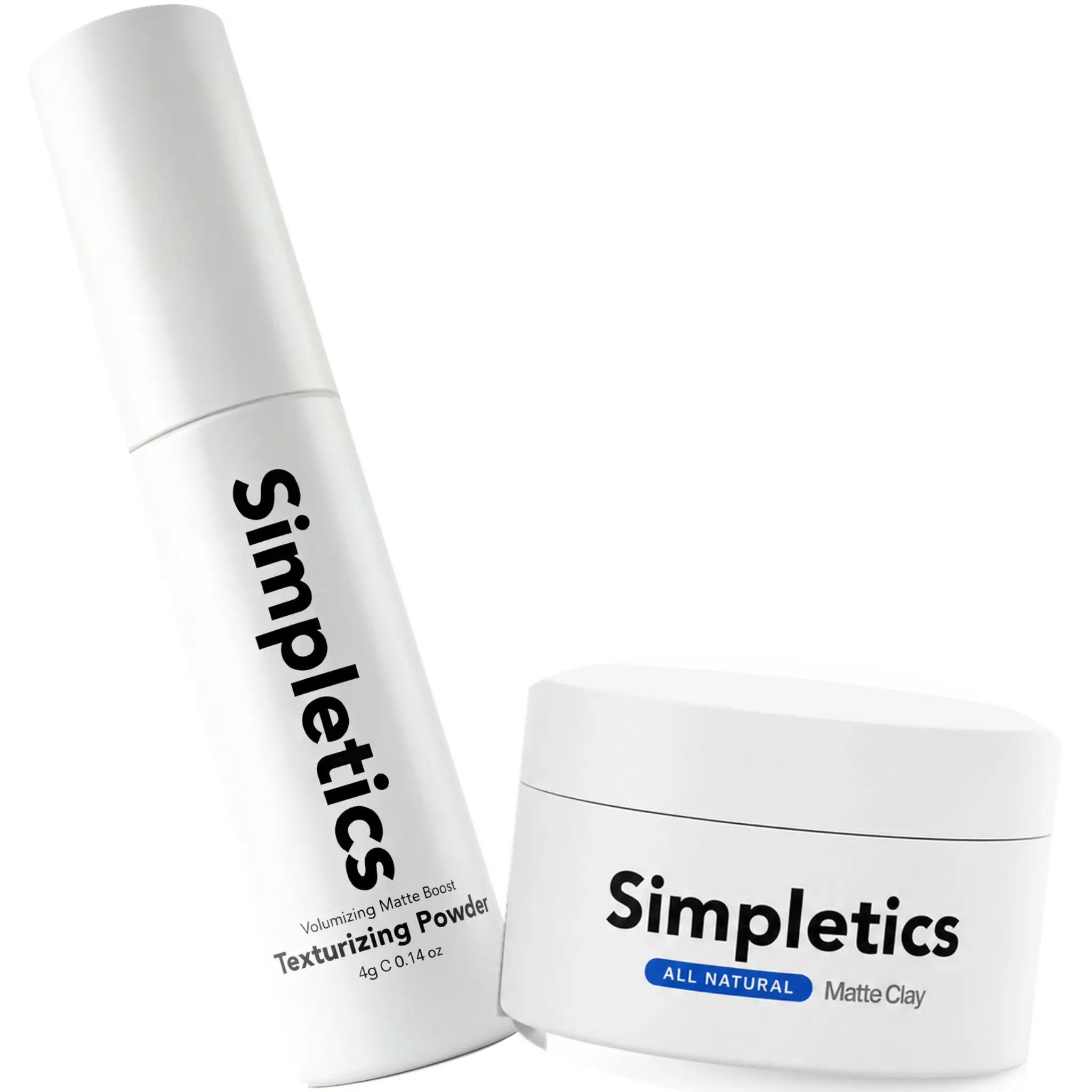 Simpletics Styling Essentials Coconut Sulfate-Free Haircare Bundle - Gentle Daily Matte Clay, Volumizing Texture Powder with Strong Hold, Defined Texture, Lightweight Matte Finish, Subtle Scent, US-Made, Non-Toxic, Plant-Based