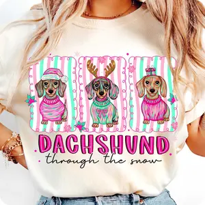 Dachshund Through The Snow Tshirt, Doxie Mom Shirt, Christmas Dog Lover Tee, Xmas Dachshund Tee, Gift For Her