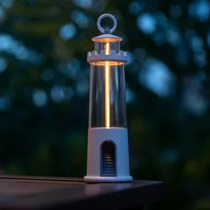 USB Rechargeable Lighthouse Shaped Night Light, 3 Modes LED Light with Magnetic Base, Decorative Light for Home, Garden, Patio