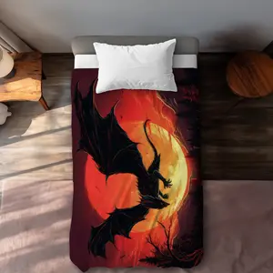 MWW C1DCTXLWS1UUYS The Dragons Wrath Orange Twin Size Extra Long Duvet Cover - Home Decor Bedding