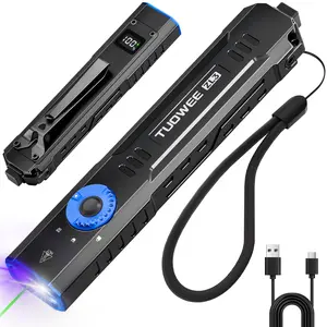[weeklydeals] TUOWEE ZL3 Rechargeable Flat EDC Flashlight, 1000 Lumens, UV & Green Light, Dual Switch Control, Digital Battery Display, USB-C Charging, Waterproof Pocket Light for Camping, Outdoor & Emergency Use