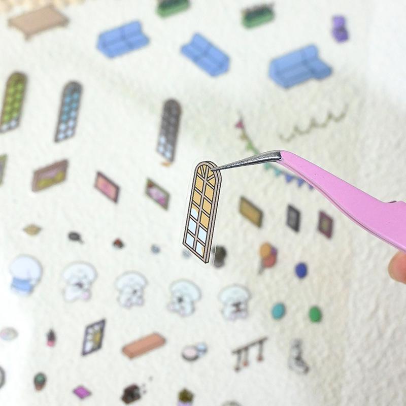 3D DIY Miniature Sticker Kit: 4 Enchanting Scenes (Pink Cottage, Penguin Ice Cream & More) + Free Tweezers | ASMR Crafting, Phone Case Decor, Creative Adult Home Gift