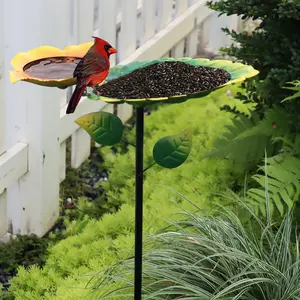 Durable Metal Bird Bath Bowl, Garden Decoration with Metal Stand, Stylish Feeder for Birds, Outdoor Use, Easy Installation