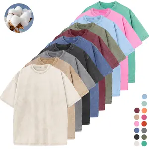 Men’s Retro Washed Thick Pure Cotton Crew Neck Short-Sleeve T-Shirt - Trendy Brand Street-Style Minimalist Plain Loose Top, Comfortable Breathable Machine Washable, Multiple Colors, Unisex