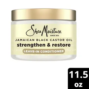 SheaMoisture Jamaican Black Castor Oil Leave‑In Conditioner for Curly & Textured Hair, Silicone‑Free, Paraben‑Free, 11.5 oz