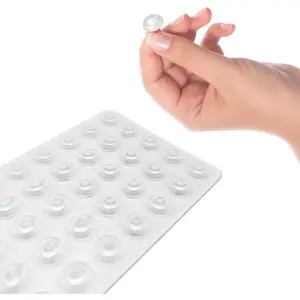 Self-Adhesive Cabinet Door Bumpers - Clear  Pads for Quiet Closing, Furniture & Wall Protection -  Stick- Rubber Dots for Cabinets, Drawers &  Decor 128 count Set