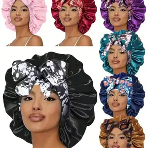 Soft Satin Sleeping Bonnet for Women & Girls, Bow Design Hair Care Night Hat, Satin Material, Comfortable Sleepwear Accessory, Gentle on Hair