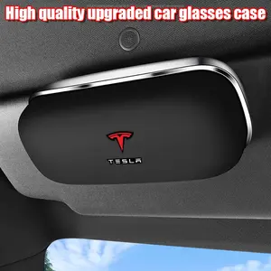 Tesla Car Sunglasses Case, Storage Box, Eyeglass Holder with Two Stands, Suitable for Tesla Models, Car Organization Supplies, Car Organizers, Car Interior Accessories