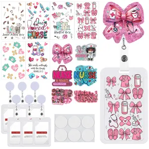 Medical-themed Name Tag Stickers and Flatback Set, 6 Name Tags Badge Reel, Mix 6 Flatbacks, 6 Stickers, and 6 Double-sided Tape for Nurses Doctors, Nursing Accessories for Nurses summerwins