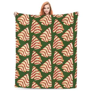 Christmas Tree - Shaped Snack Pattern Blanket, Soft Cozy for Bedroom Living Room Holiday Decor