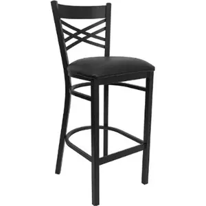 Flash Furniture  Black X Back Metal Bar Stool with Black Vinyl Seat