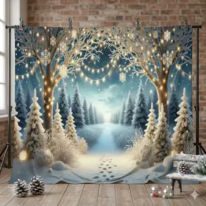 2D Flat Banner 1pc Winter Wonderland Snow Scene Backdrop, 8x6ft/244x183cm, Versatile for Living Room, Bedroom, Office, Outdoor, Photo Shoot, Studio & Party Decor - No Power Needed, Ideal Festive Gift, 2D Flat
