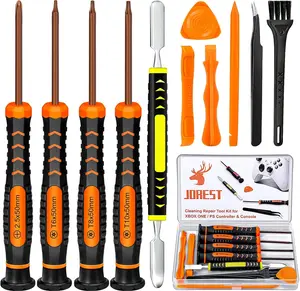JOREST Repair Kit for Xbox One/360/X PS4 PS3 PS5, PH0 T6 T8 T10 Torx Security Screwdriver, Crowbars,Tweezers, Cleaning Tool for Controller and Console Metal Durable