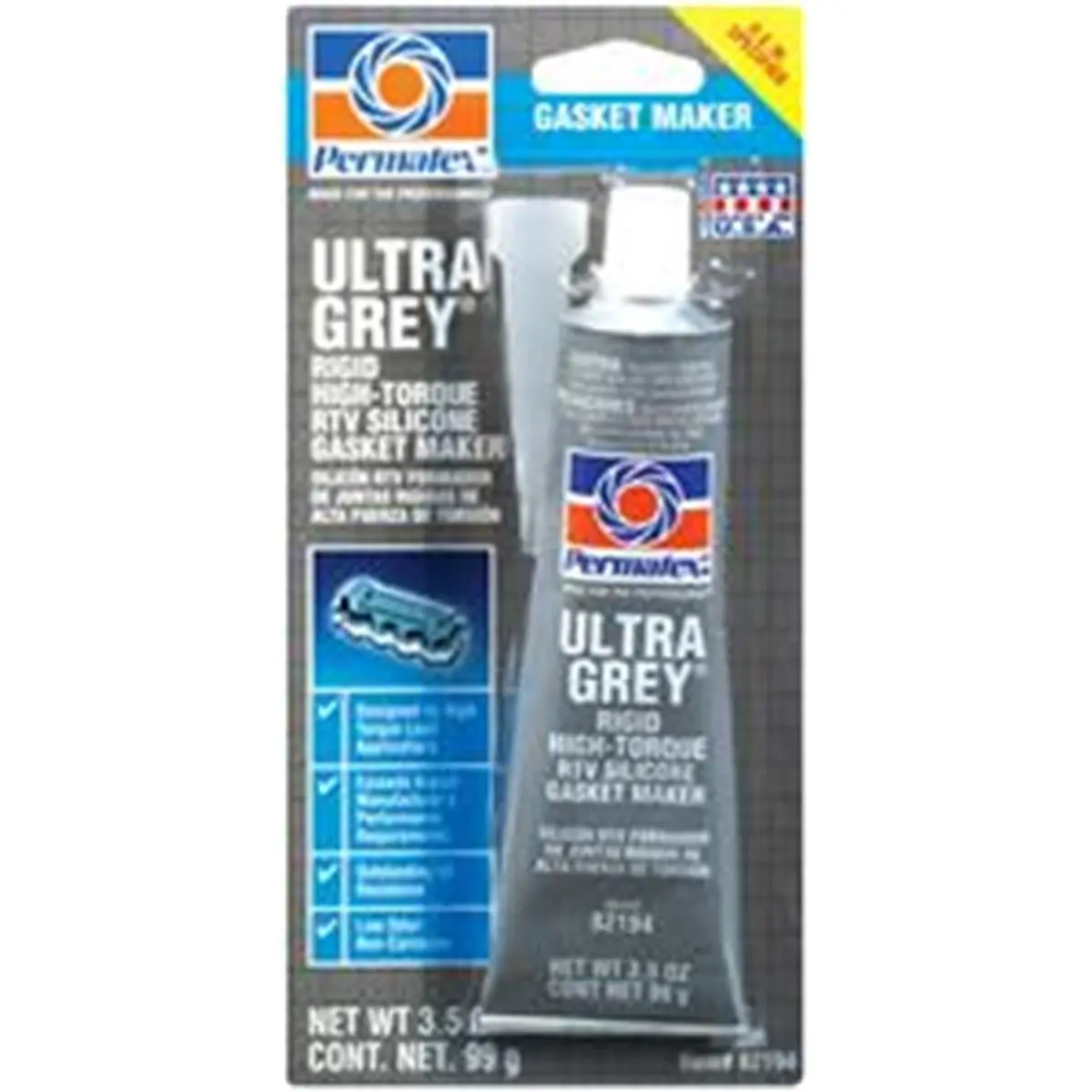 Permatex PERMTX-LOCKT 82194 Ultra Grey Single Component RTV Silicone Gasket Maker, 3.5 Oz - Forms Seals, High Load Resistance, Weathering & Thermal Cycling Resistant