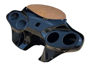 QKRacing Compatible For Triumph Rocket 3 Touring 2008-2017 Batwing Fairing 4x5 Speakers With Windshield and Stainless Steel Mounting Brackets.