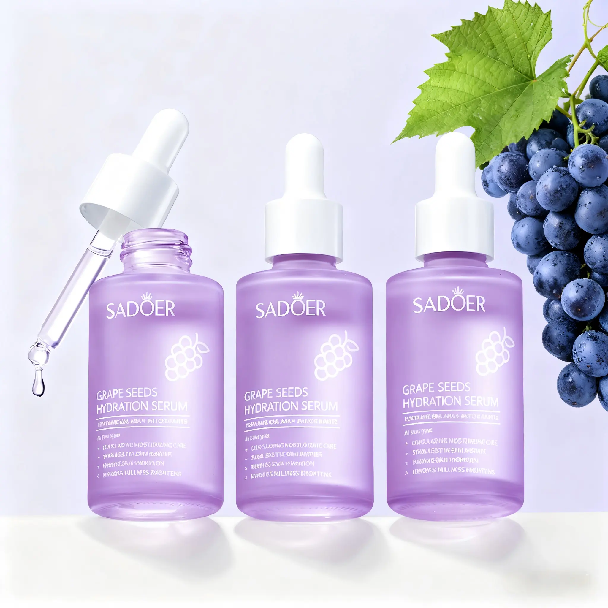 Grape Seed Moisturizing Face Serum (30 ml) - Fruit Acid, Antioxidant Rich Moisturizer for Daily Firming Skincare, Deep Penetration, Long-Lasting Hydration, Rejuvenating Soft Skin, Pore Minimizing, Dull Complexion Correction, Serums & Essences, Daily Apply