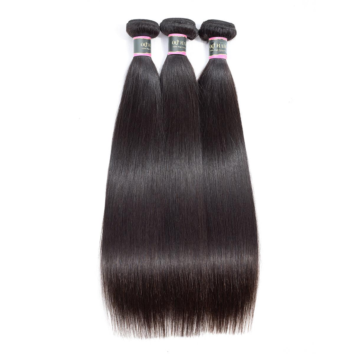 OQ HAIR Straight Hair Bundles Brazilian 100% Unprocessed Virgin Human Hair Straight Weave Bundles Deals