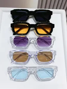 Vintage Square Small Frame Sunglasses, Casual Leopard Pattern, PC Material, Unisex Fashion Eyewear for Summer Outdoors Beach Travel Dates, Trendy Square Sunglasses