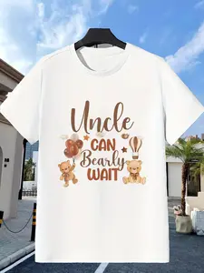 Uncle Can Barely Wait Bear Gender Neutral Baby Shower T-Shirt - Heavyweight All-Season Casual Wear for Sports Enthusiasts| Fun Design Tee| Perfect for Gym And Outdoor Activities