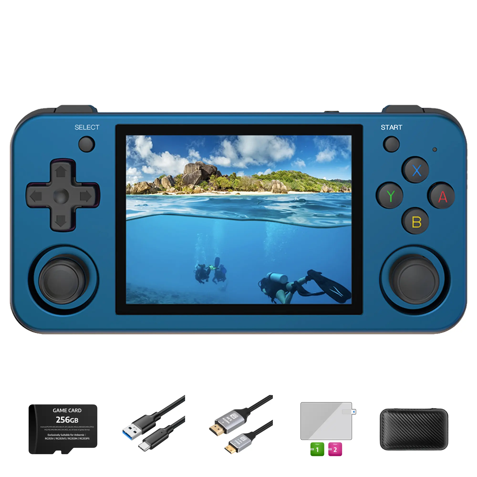 Anbernic RG353M Handheld Game Console【Buy 1 Get 1 HDMI 4K Cable+1 Fancy Case+1 Screen Protector+1 Type-C Cable 】Aluminum Alloy Metal Dual OS Android 11 Linux System 5G WiFi 4.2 Bluetooth HDMI 3.5 Inches Touch Screen Ready to Play
