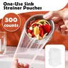 300-Count Disposable Elastic 300 Mesh Sink Strainer Bags, Standard Sink-Fit Kitchen Drain Fine Mesh Filters with Storage, Bathroom Use Cleaning Supplies Sets to Prevent Clogs