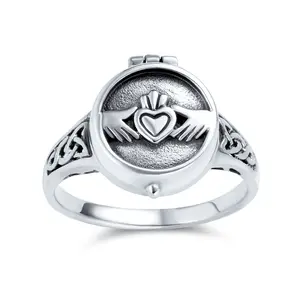 BFF Celtic Irish Claddagh Silver Ring Heart Memorial