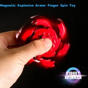 Creative Magnetic Burst Armor Fingertip Spinner, Multi-Angle Deformable Fidget Spinner, Silent Rotation Sensory Toy, Stress Relief for Kids Adults