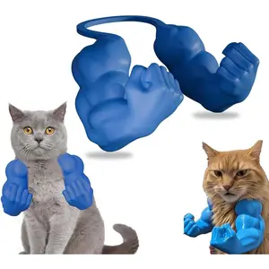 Novelty Cat Cosplay Toy Muscle Arms Funny 3D Printed Hanging Strong Arm Costume Neck Prop for Halloween Party Photos Shoot Decoration (Blue)