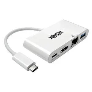 Tripp Lite USB C to HDMI External Video Adapter with USB-A Hub, USB-C PD Charging & Gigabit Ethernet Ports