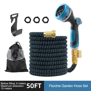 Durable Silicone Expandable Hose with Adjustable Nozzle, High Pressure Car Wash, Us Standard Thread Connector, Multi-Function Sprayer