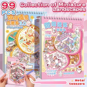 48/50/99pcs Scene Sticker Set, Sticker Sheets, 3D Micro Landscape DIY Kit, Halloween & Christmas Decorations, Educational Toy Stickers for Adults & Kids