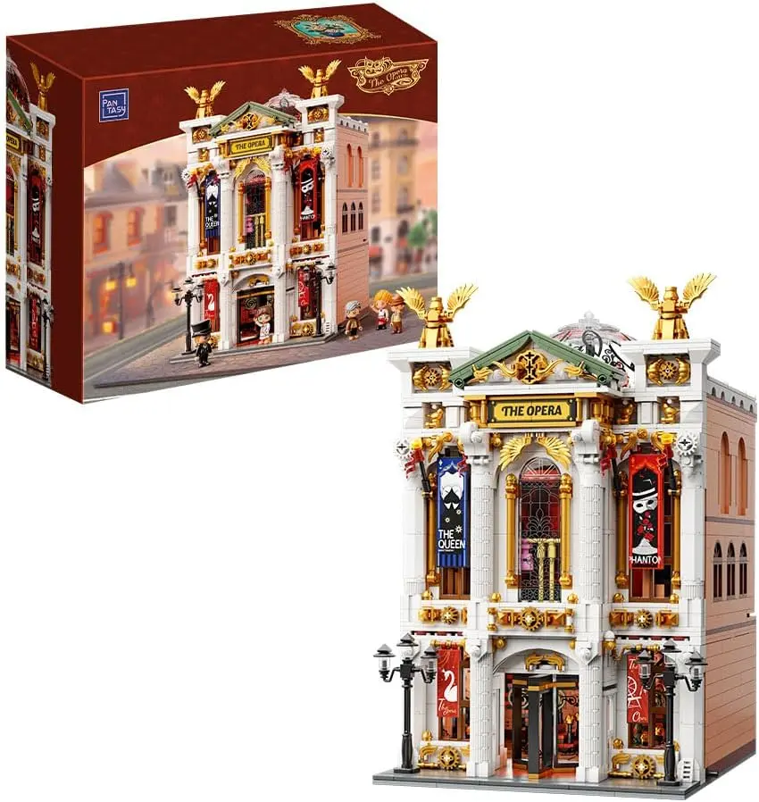 PANTASY Vintage European Grand Theater Building Set-Modular Model with Crystal Chandelier, Transparent Dome&Expandable Street Scenes Retro Collectible Theater Architecture for Adults &Home Décor Gift (85019)