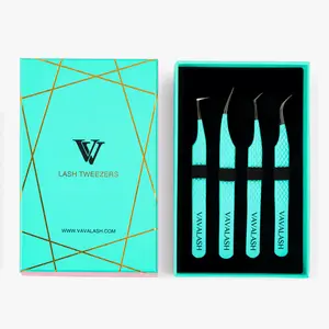 Blue Professional Eyelash Extensions Tweezers Kit