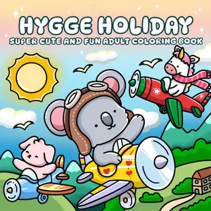 Hygge Holiday Adult Coloring Book: Cute Animal Characters Relaxing & Traveling – Fun & Cozy Stress Relief Gift for Adults