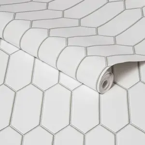 Hexagon Tile Peel & Stick Wallpaper White - Threshold