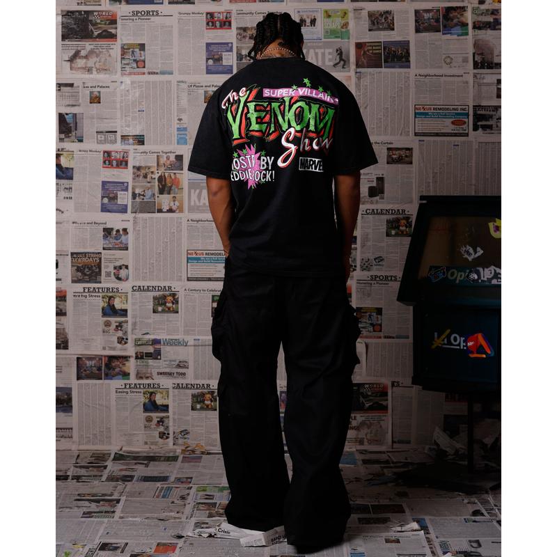 73Studio Marvel Venom Eddie Brock T-Shirt Black Acidwash