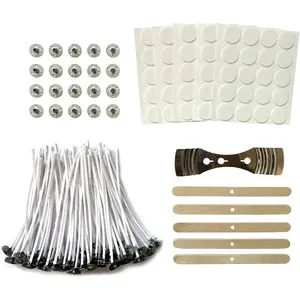 100 count Candle Wicks 4 Inch,100pcs Candle Wick Stickers,Candle Wick Centering Device,20 Pcs Metal Sustainer Tabs,5pcs Candle Wick Holder Materiales para Hacer Velas