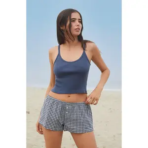 John Galt Women's Blue Plaid Keira Boxer Shorts