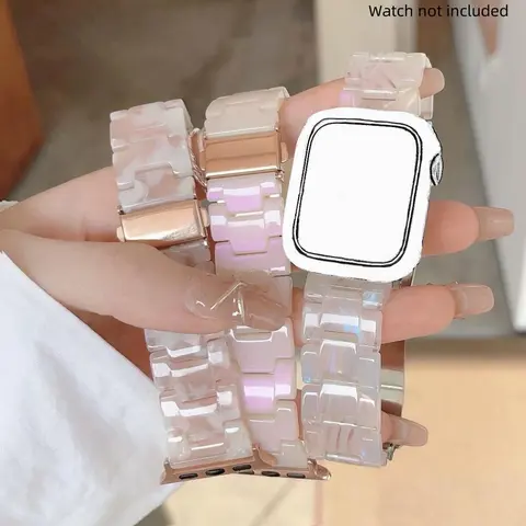 Fashionable Resin Smart Watch Band, Smart Watch Accessories, 1 Count Stylish Replacement Watchband Smartwatch Strap Compatible with iWatch 38mm 40mm 41mm 42mm 44mm 45mm 49mm Smart Watch Straps (Band Only)