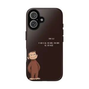 Christian Phone Case – John 14:8 Bible Verse “If God is All You Have” with Cute Monkey Design Protective Cover for iPhone 17 Pro Max 16 15 14 13 12 11 X, Samsung Galaxy S25 S24 S23 S22 S21