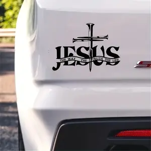 Jesus Prayer Hands Cross Sticker, Durable PVC Art Decal, Car Decals, Easy to Apply, Suitable for Laptop, Phone, Water Bottle, Car, Wall, Truck, Motorcycle