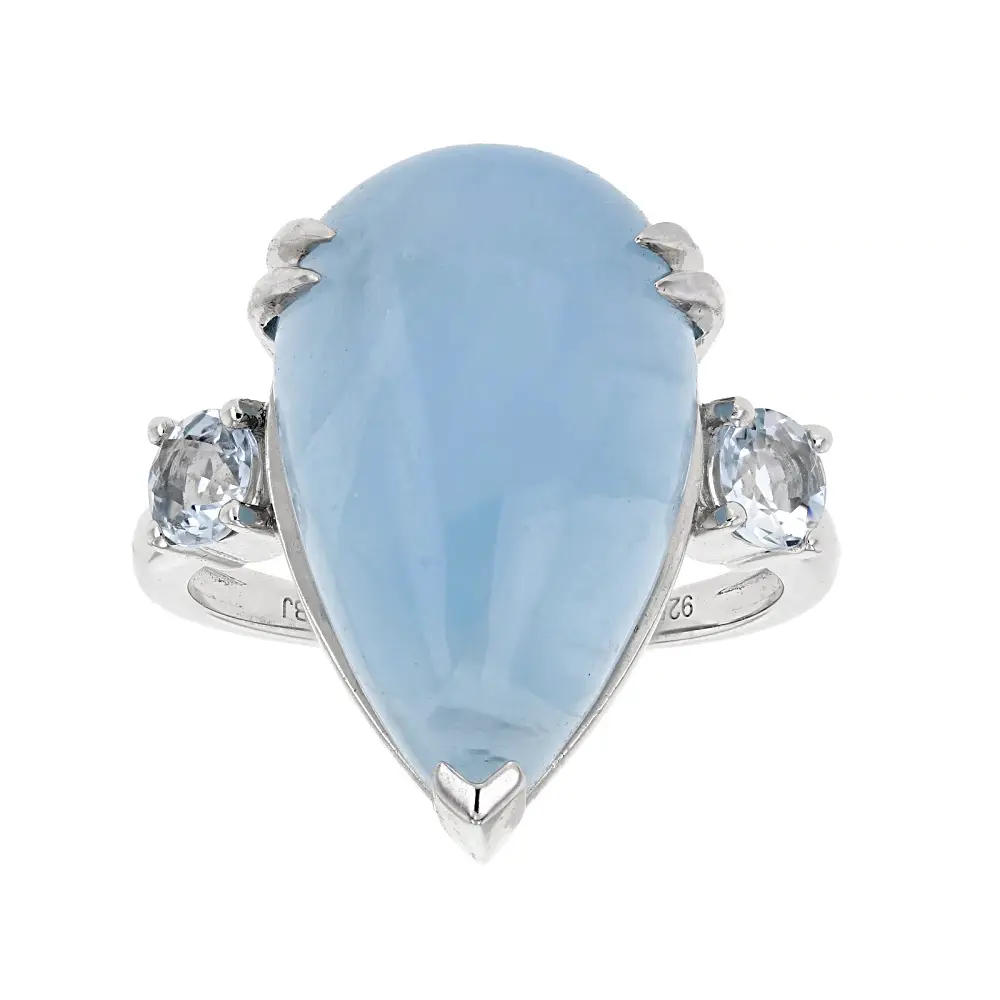 JTV Blue Dreamy Aquamarine With Aquamarine Rhodium Over Sterling Silver Ring 0.37ctw