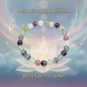 Rainbow Fluorite Manifestation Bracelet – Balance Energy, Enhance Focus & Spiritual Awareness, 8mm Healing Crystal Jewelry-8mm