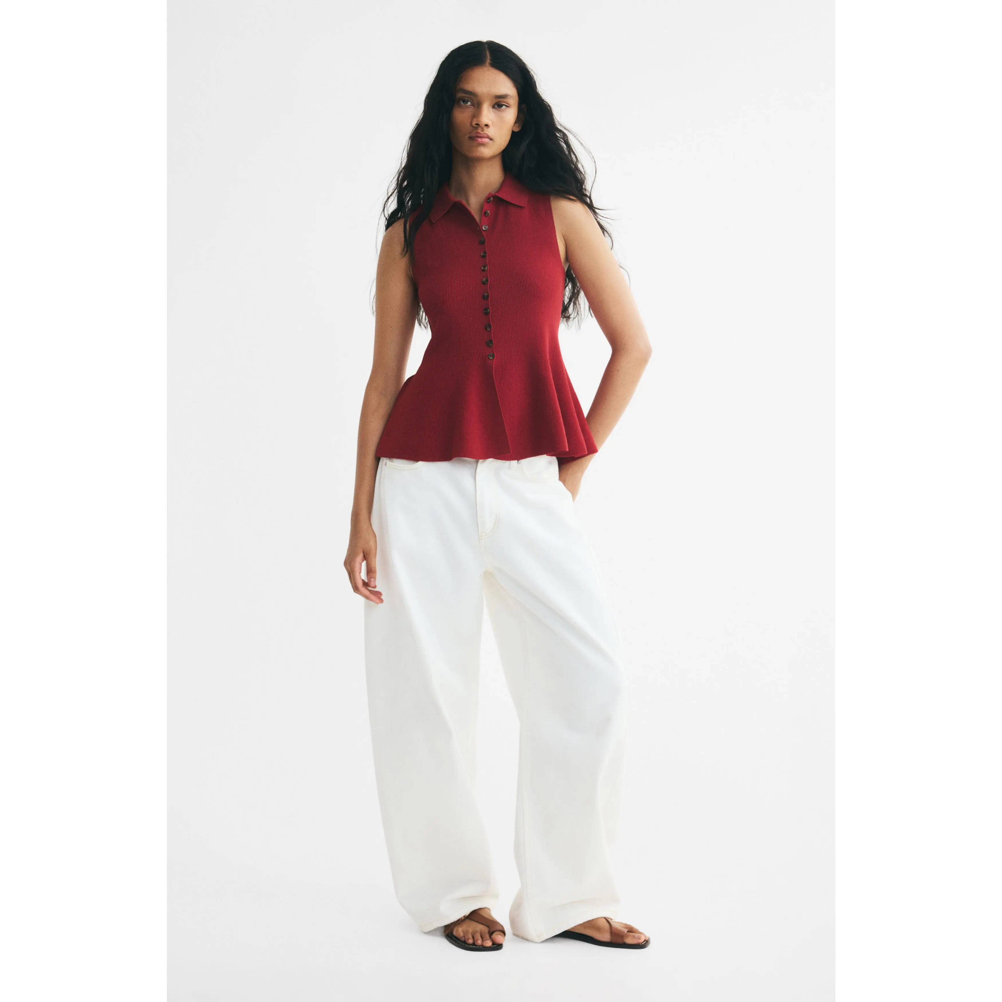 H&M Rib-knit peplum top