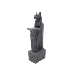 Egyptian Bastet Cat Pedestal Statue - Made in Egypt
