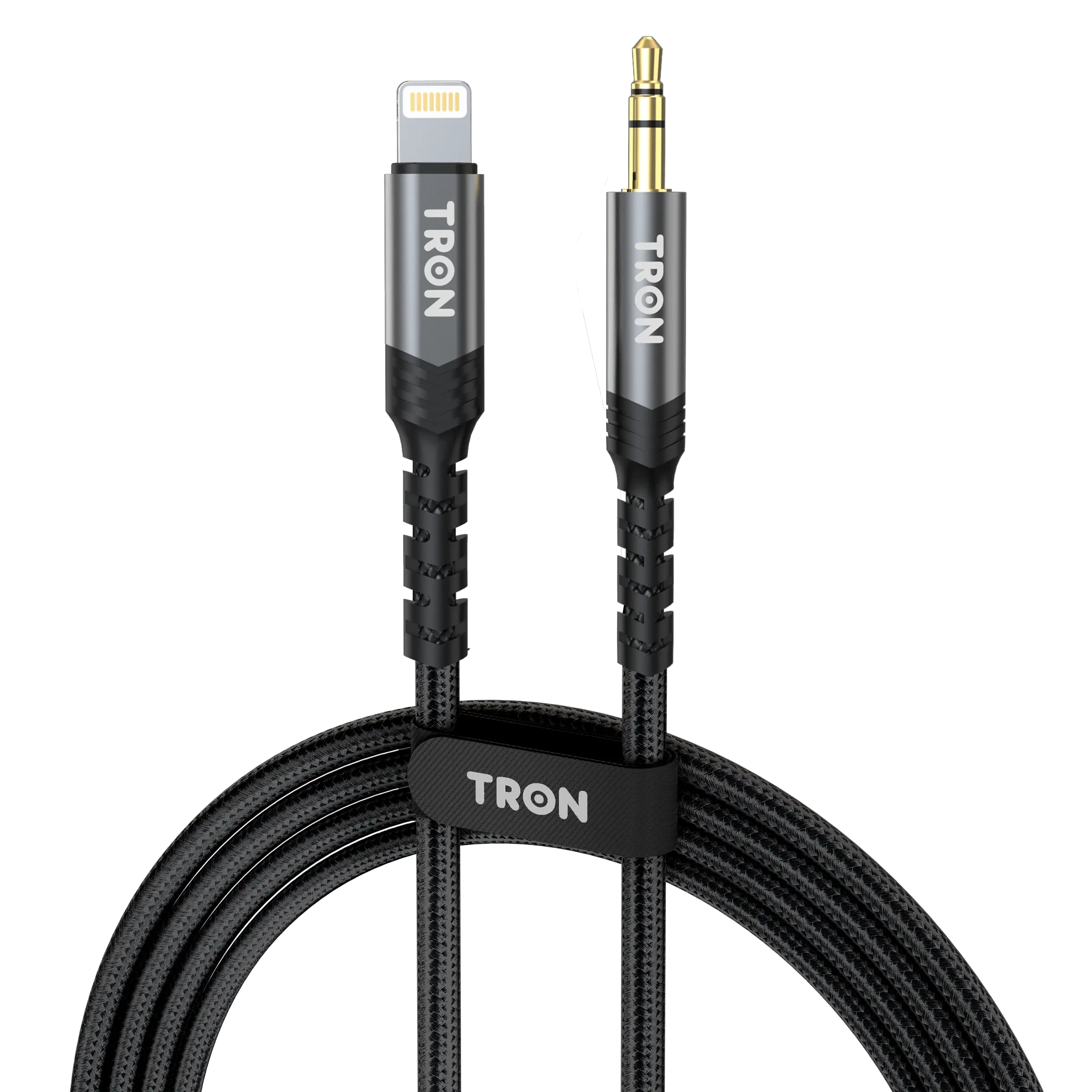 Tron Wired Braided Aux-to-Lighting Cable, 5FT Electronic Accessory with Plug for Stereo, iPhone Users & Mobile Devices
