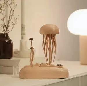 New Creativity Wooden Handicraft Mechanical Jellyfish Desktop Ornament Healing And Relieving Stress Living Room Home Decoration